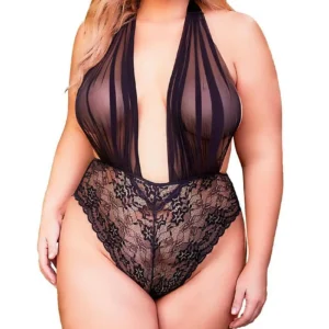 Women's Plus Size Babydoll Floral Lace Lingerie Deep V Nighty Mesh Sleepwear