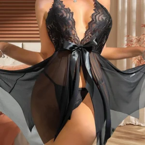 Women cosplay Maid uniform temptation cross transparent mesh Jumpsuit skirt Sexy lingerie underwear clothes