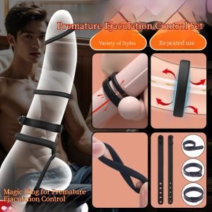 Combination locking ring set, adjustable semen-locking ring, couple's bedroom fun ring