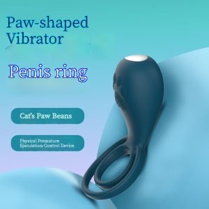 Cat Paw Vibrating Egg Locking Ring (Dark Blue) Double Ring Locking Ring High Frequency Strong Vibration Male Locking Ring