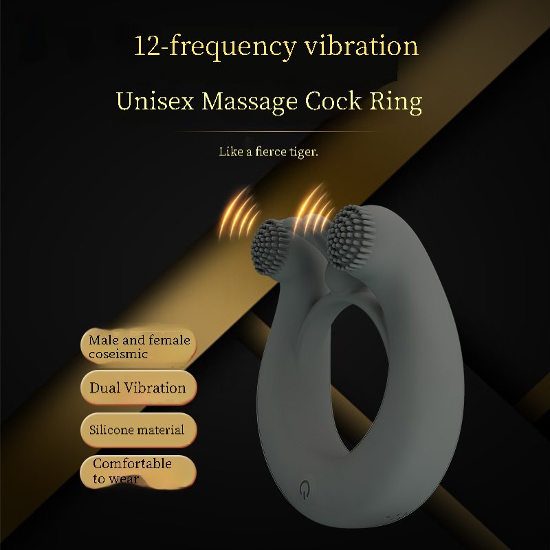 Vibrating Penis Ring Sex Toy - Male Penis Ring Vibrator, 12 vibration modes, silicone material, with G-spot clitoral stimulator, adult sex toy, unisex. - Image 5