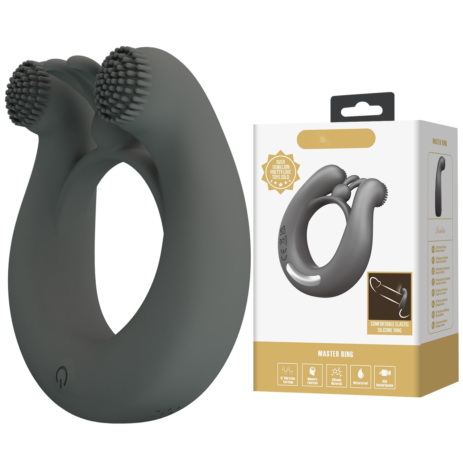 Vibrating Penis Ring Sex Toy - Male Penis Ring Vibrator, 12 vibration modes, silicone material, with G-spot clitoral stimulator, adult sex toy, unisex. - Image 6