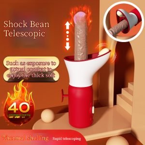 Hands-free automatic retractable vibrating and heating dildo for women, with suction cup, push-pull massage vibrator, vaginal stimulator sex toy.