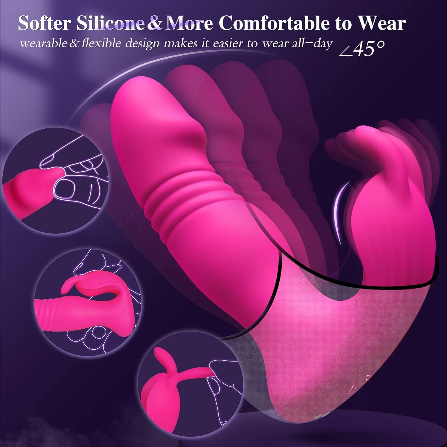 Women's Wearable Sex Toy Vibrator - 3-in-1 APP + Wireless Remote Control Wearable Vibrator, Adult Toy, includes 10 rabbit ear vibrators and 10 thrusting dildo vibrators. - Image 3