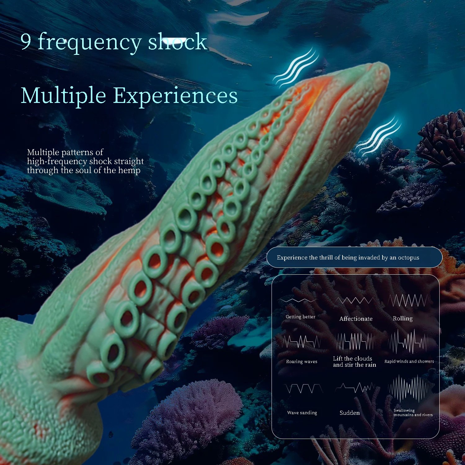 Giant vibrating massager, shaped like a tentacle monster, with vibration function to stimulate the G-spot of the penis, large thickened silicone anal plug, with remote control and suction cup. - Image 3