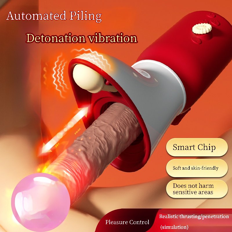 Hands-free automatic retractable vibrating and heating dildo for women, with suction cup, push-pull massage vibrator, vaginal stimulator sex toy. - Image 3