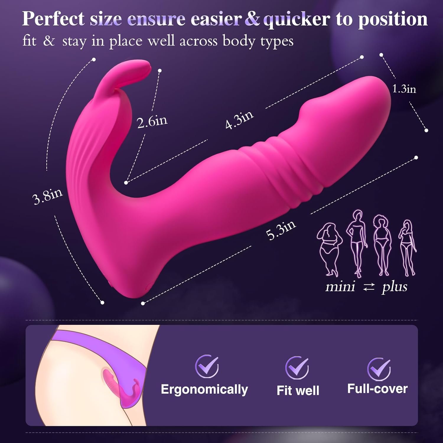 Women's Wearable Sex Toy Vibrator - 3-in-1 APP + Wireless Remote Control Wearable Vibrator, Adult Toy, includes 10 rabbit ear vibrators and 10 thrusting dildo vibrators. - Image 4
