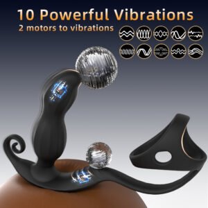 Anal Vibrator - Prostate Massager, Realistic Anal Plug Vibrator with 10 Vibration Modes and 10 Stimulation Modes, Anal Dildo with Dual Motors, Male Anal Sex Toy, Suitable for Couples