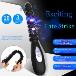 Vibrating Anal Beads, Beginner-Friendly Anal Plug, Adult Sex Toy for Men and Women Couples, Flexible Silicone Prostate Massager, 10 Vibration Modes, Strong Pulsating Electric Shock Anal Vibrator, Anal Toy, Sex Toy Prostate Electric Shock Massager
